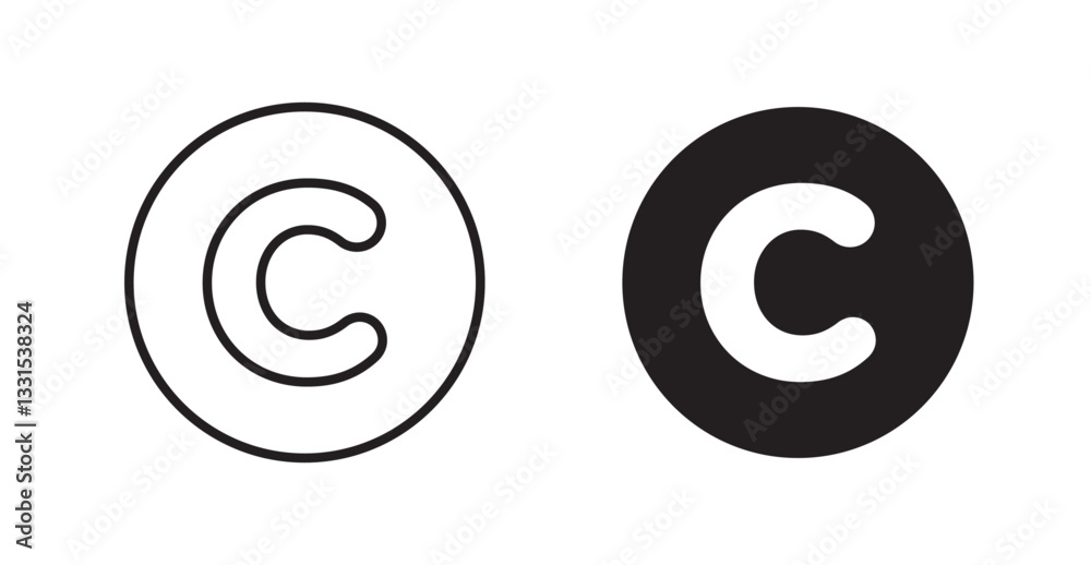 Poster copyright vector icon set in black color.