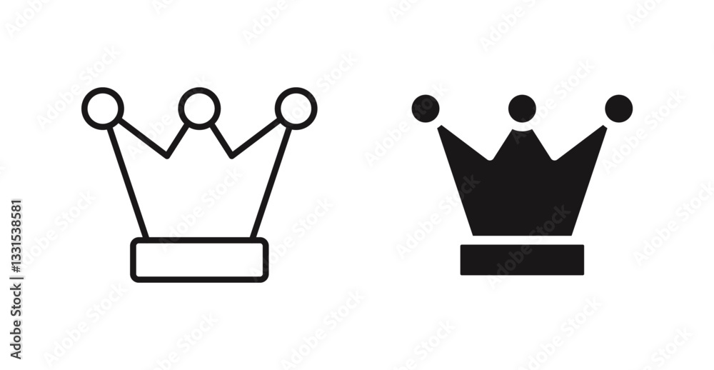 Poster crown vector icon set in black color.