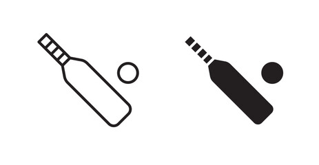 Cricket vector icon set in black color.