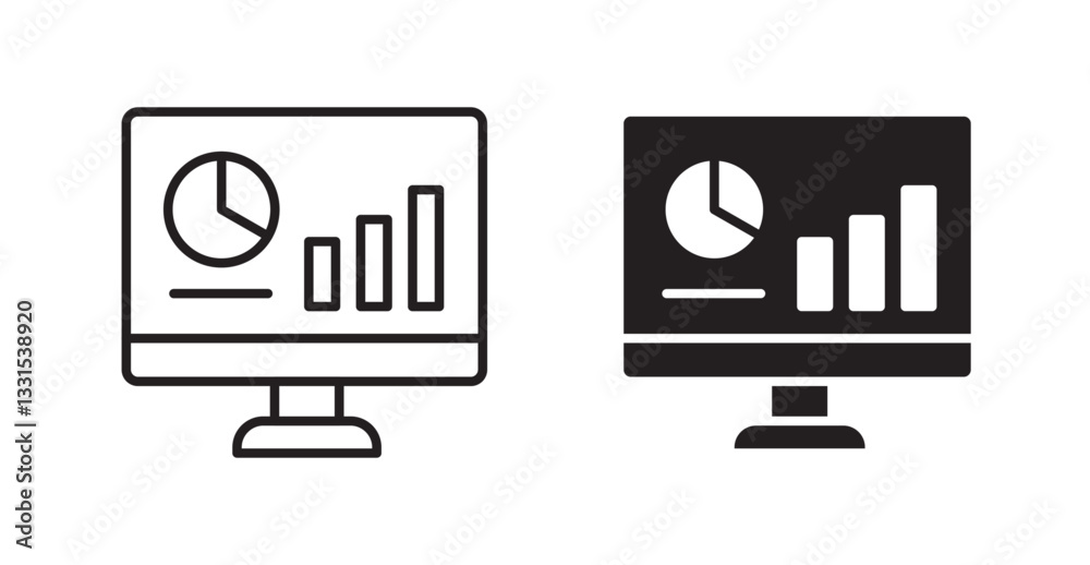 Poster dashboard vector icon set in black color.