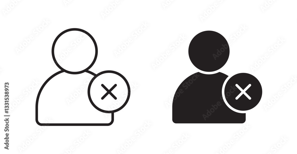 Aufkleber Delete user vector icon set in black color.