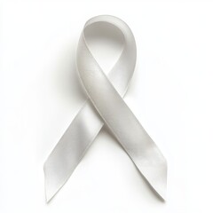 White ribbon for cancer awareness isolated on white background