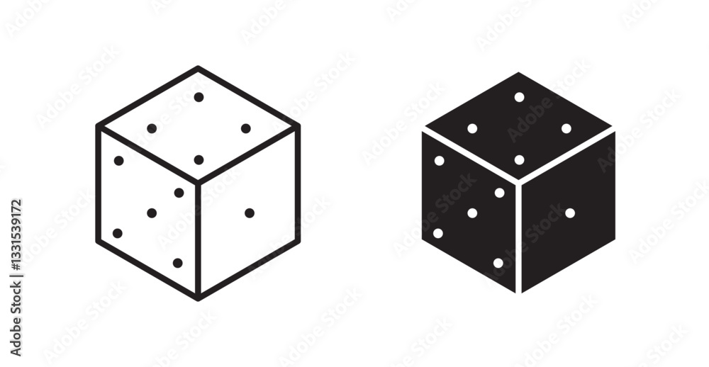 Poster dice vector icon set in black color.