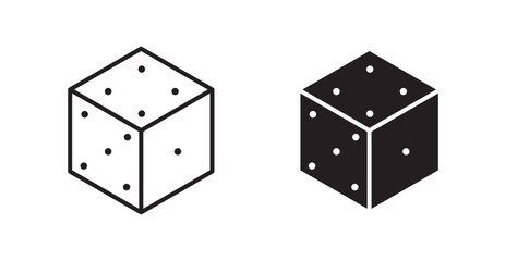 Dice vector icon set in black color.