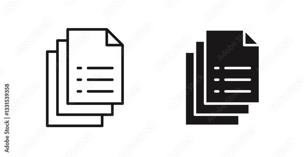 Poster Document vector icon set in black color.