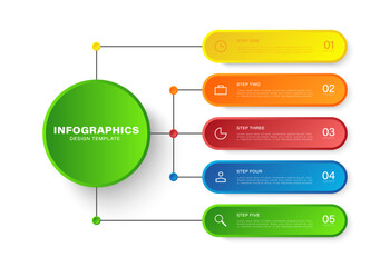 Infographic template with 5 steps and linear icons for your business presentations