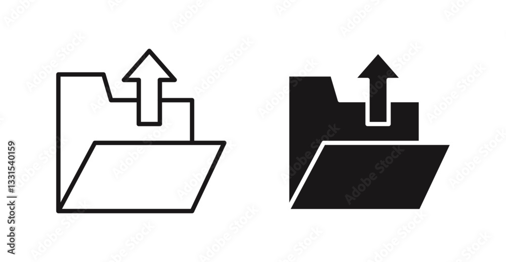 Poster Folder upload vector icon set in black color.