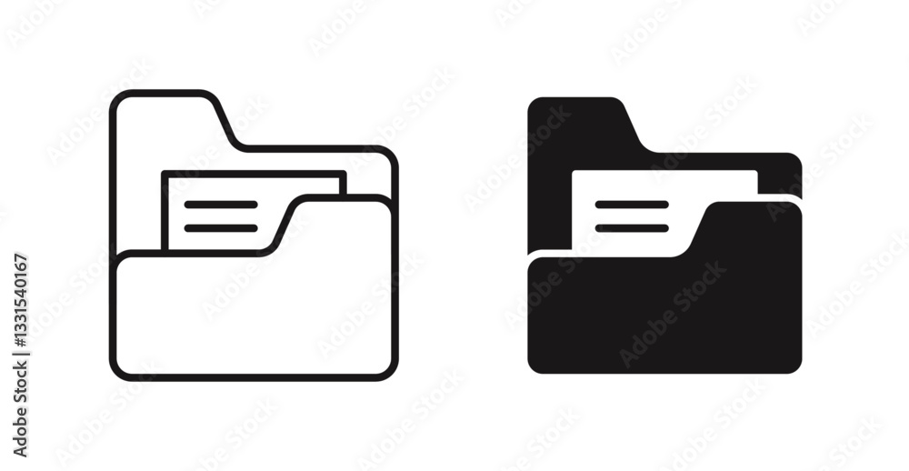 Poster folder vector icon set in black color.