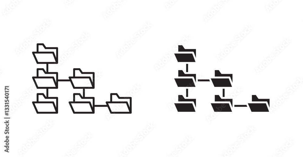 Poster Folder tree vector icon set in black color.
