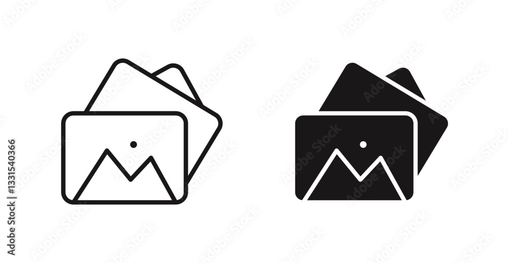 Poster gallery vector icon set in black color.