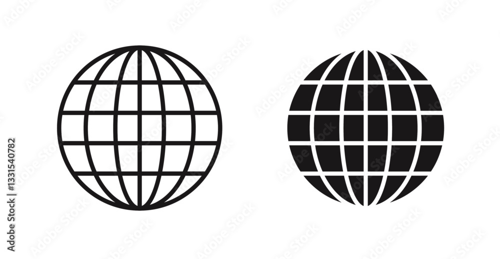 Poster Globe vector icon set in black color.