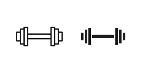 Gym vector icon set in black color.