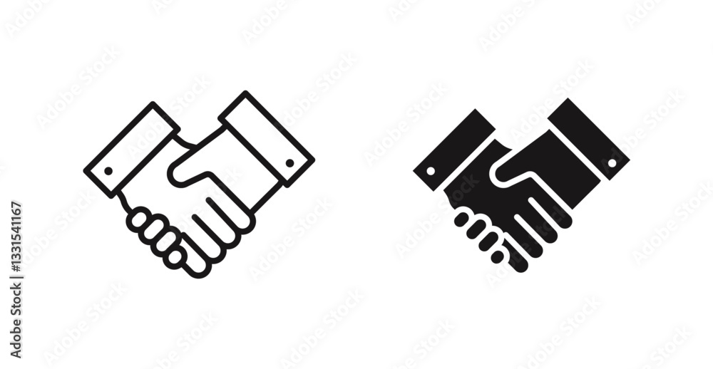 Poster handshake vector icon set in black color.