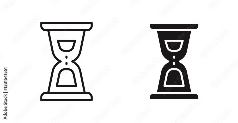 Poster hourglass end vector icon set in black color.
