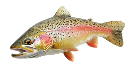 Fototapeta premium Rainbow trout swimming gracefully in clear waters of a freshwater lake during daylight hours