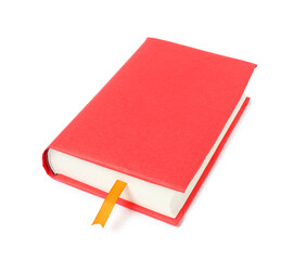 Book with ribbon bookmark isolated on white