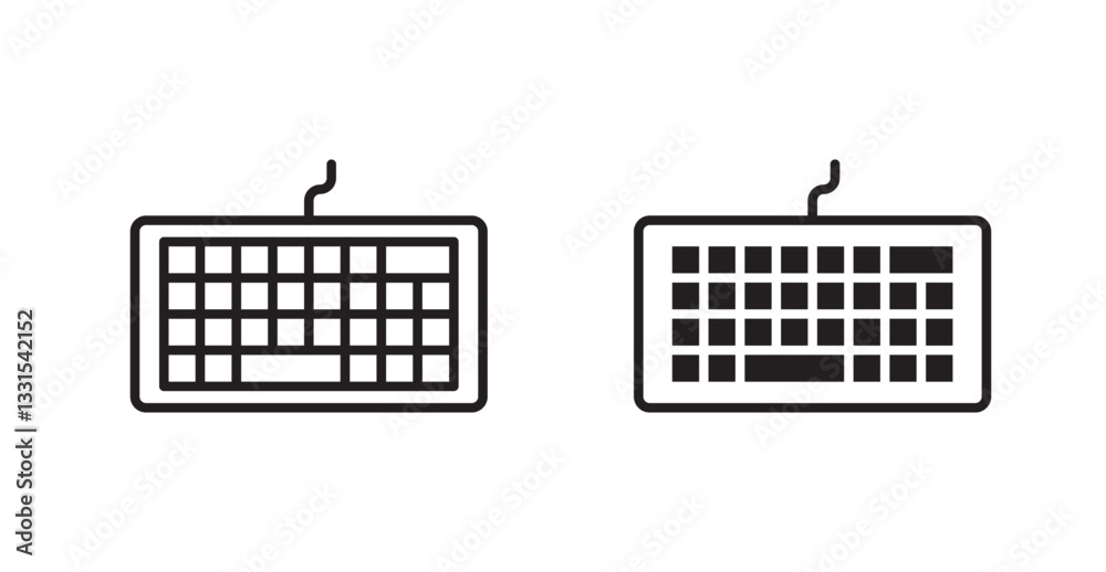 Aufkleber keyboard vector icon set in black color.