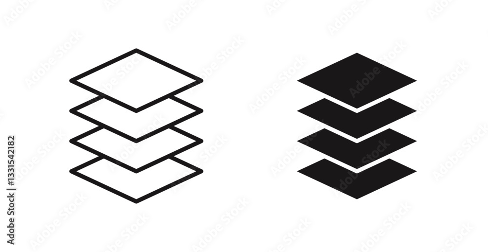 Aufkleber layers vector icon set in black color.