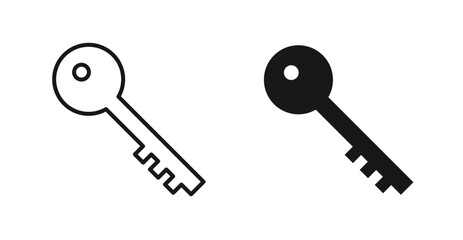 Key vector icon set in black color.