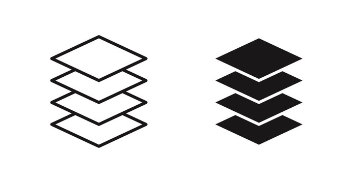 Layers vector icon set in black color.