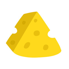 Cheese. Slice. Flat hand drawn vector illustration on white background.