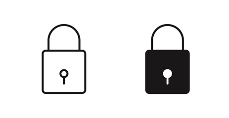 Lock vector icon set in black color.