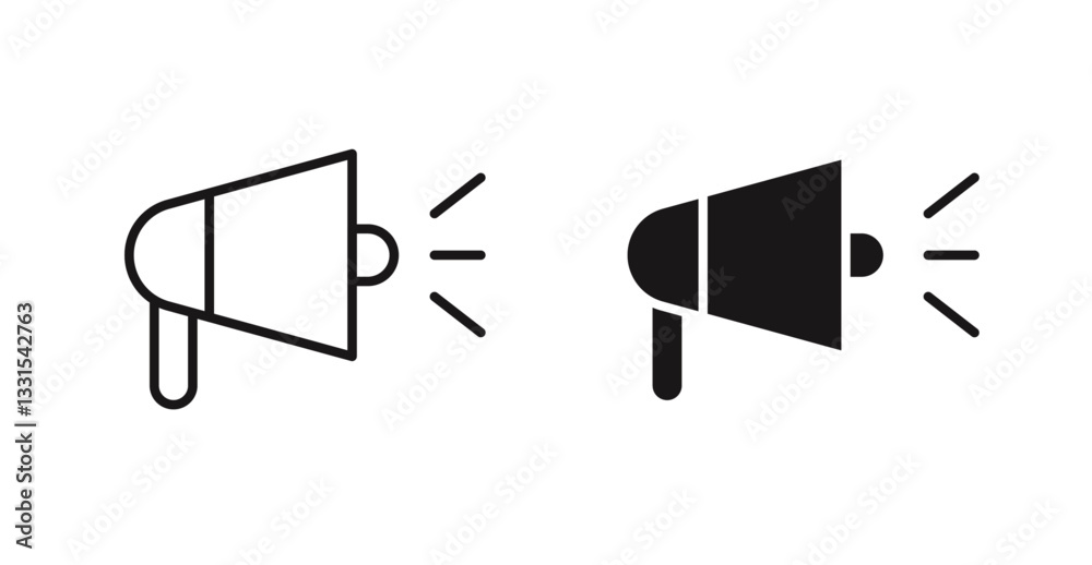 Poster megaphone vector icon set in black color.