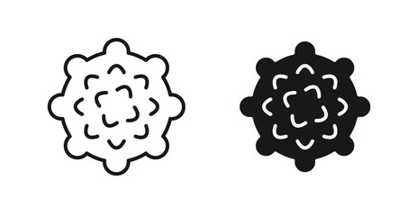 Massage ball vector icon set in black color.