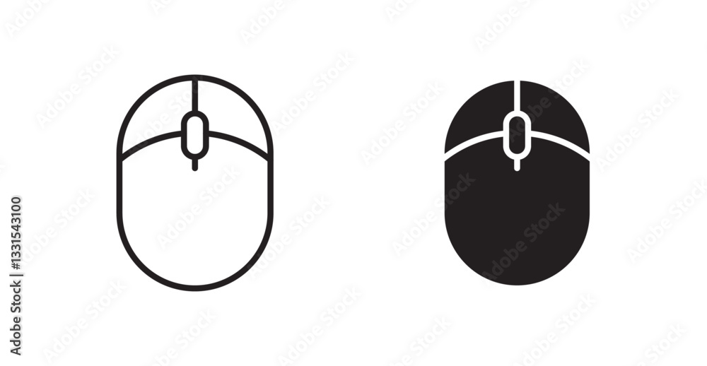Poster mouse vector icon set in black color.