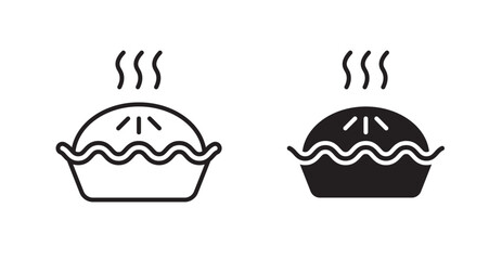 Pie vector icon set in black color.