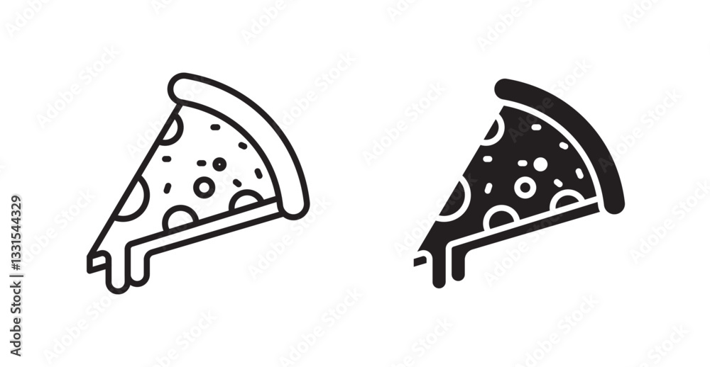 Poster pizza slice vector icon set in black color.