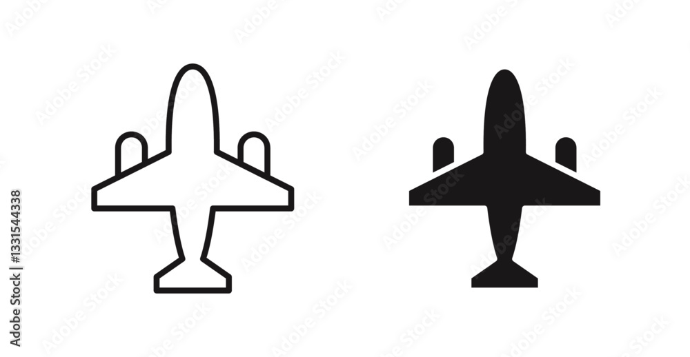 Poster plane vector icon set in black color.