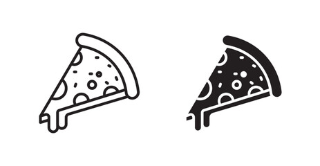 Pizza slice vector icon set in black color.