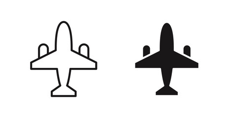 Plane vector icon set in black color.