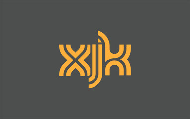 XJK Creative Unique Modern Letter Logo Design. Stylized logo featuring a unique letter design, presenting abstract minimalist aesthetics and modern appeal.