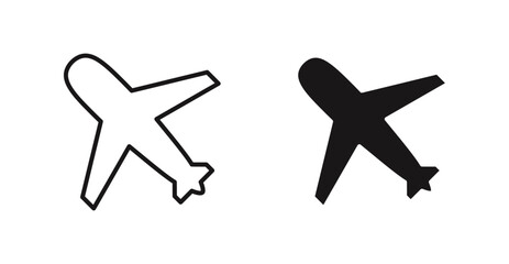 Plane vector icon set in black color.