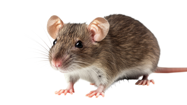 Cute brown mouse with large ears and bright eyes exploring its surroundings in a bright light