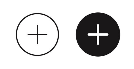 Plus vector icon set in black color.