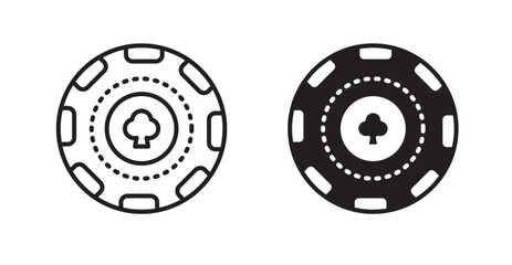Poker chip vector icon set in black color.