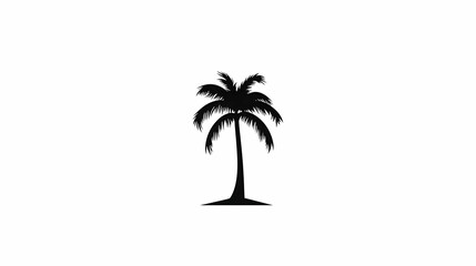 Silhouetted Palm Tree Against White Background for Tropical Theme