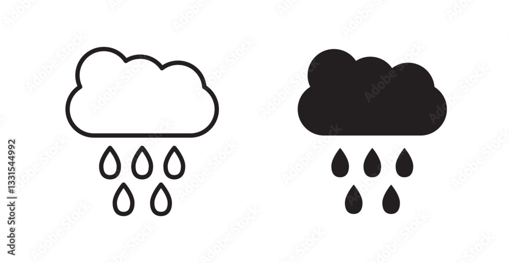 Poster rain vector icon set in black color.