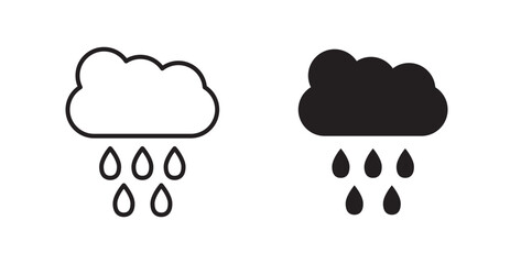 Rain vector icon set in black color.
