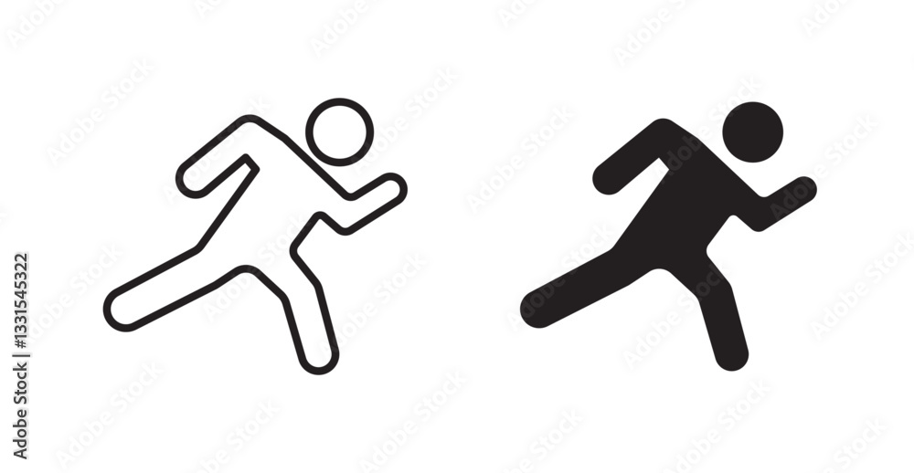 Poster Running vector icon set in black color.