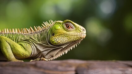 Obraz premium Close-up of a Green Iguana in Natural Habitat