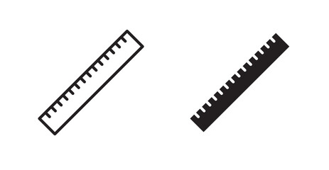 Ruler vector icon set in black color.