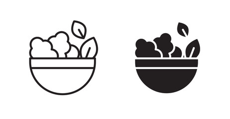 Salad vector icon set in black color.