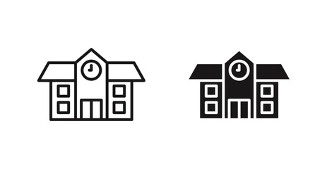 School vector icon set in black color.