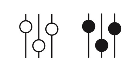 Settings sliders vector icon set in black color.