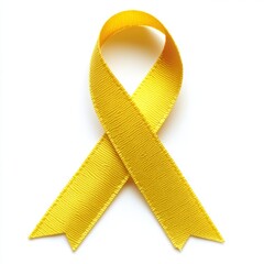 Yellow ribbon for cancer awareness isolated on white background