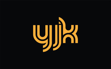 YJK Creative Unique Modern Letter Logo Design. Stylized logo featuring a unique letter design, presenting abstract minimalist aesthetics and modern appeal.